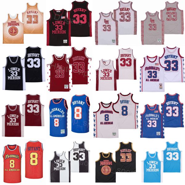 

men 33 lower merion mcdonalds jersey high school basketball alternate uniform college black white blue red grey team color for sport fans hi