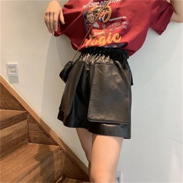 

2021 genuine new real-life fashion sheep leather shorts g44 gl2w, White;black
