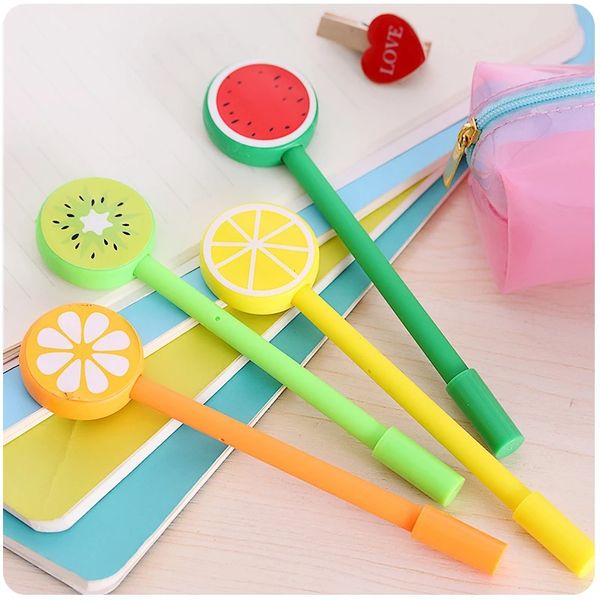 Lemon fruta candy ballpoint caneta criativo cartoon gel frutas ballpoints canetas forma escola escritório papelaria wll260