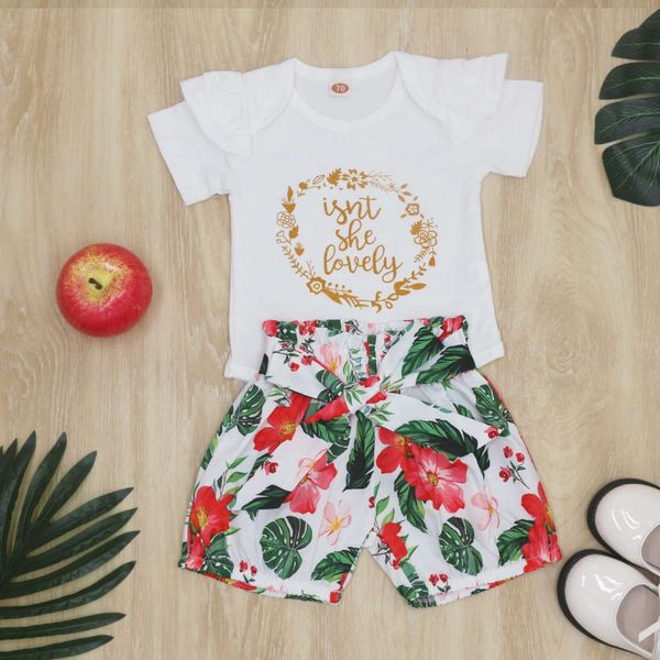 

women's baby letter khartoum printed shorts 3-piece suit, White