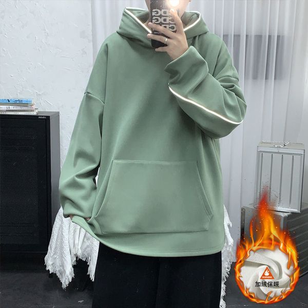 

2021 new plus fleece hoodies men's warm fashion casual hooded sweatshirt men streetwear hip-hop pullover hoodie mens m-5xl 40hu, Black
