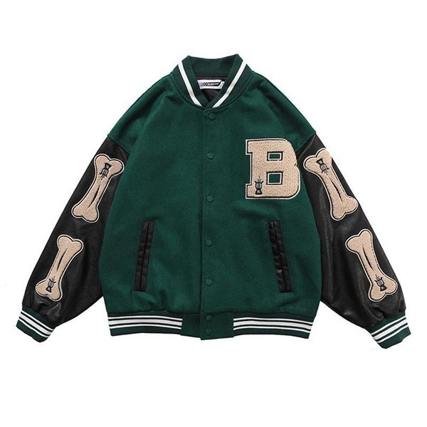 

men's jackets 2021 hip hop furry bone patchwork color block mens harajuku streetwear bomber jacket men baseball coats unisex, Black;brown