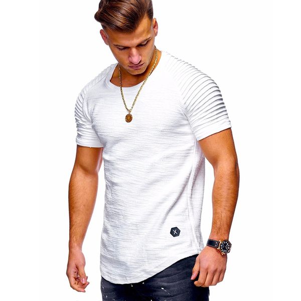 

5 colors summer men short sleevet shirt casual round neck fashion elastic fit funny streetwear solid tshirt hip hop m-3xl, White;black