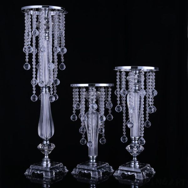 

vases wedding centerpiece table flower vase silver metal stand 70cm tall crystal floor centerpiecefor decoration