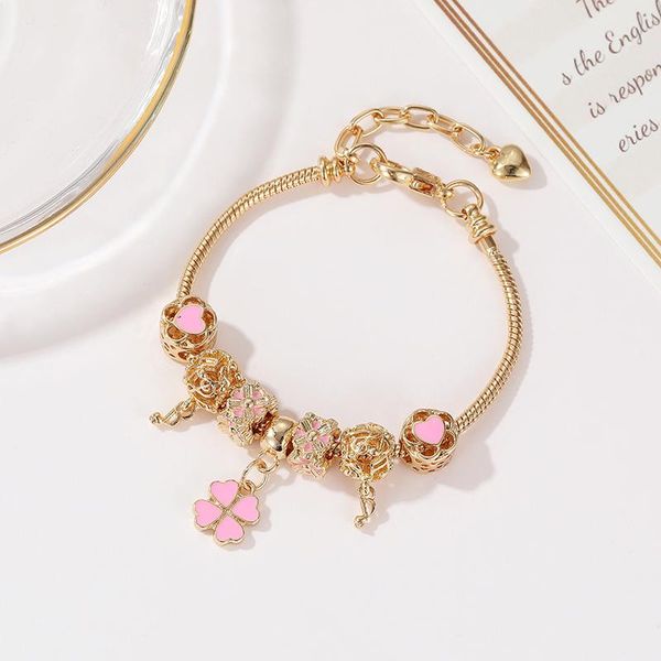 

beaded, strands ins net red cherry blossom pendant bracelet golden sweet girl beaded travel holiday souvenir, Black