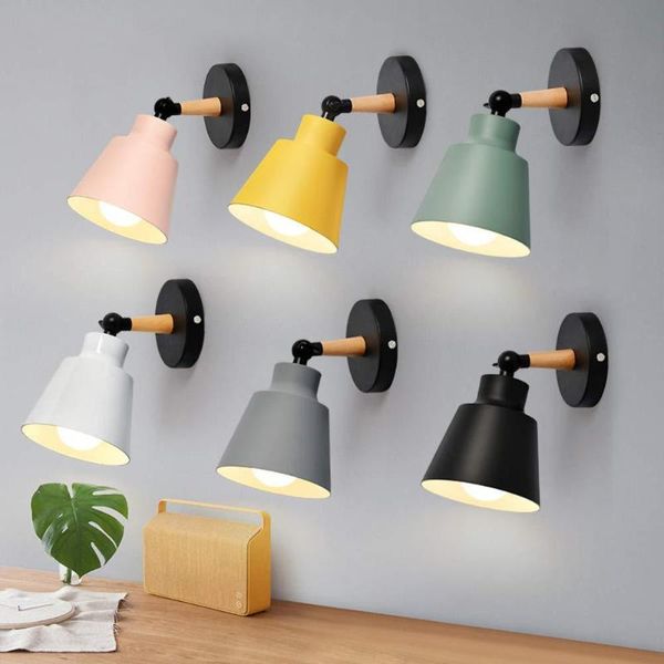 

nordic style indoor lighting led wall lamp modern wooden bedroom bracket light household living room bathroom lamp