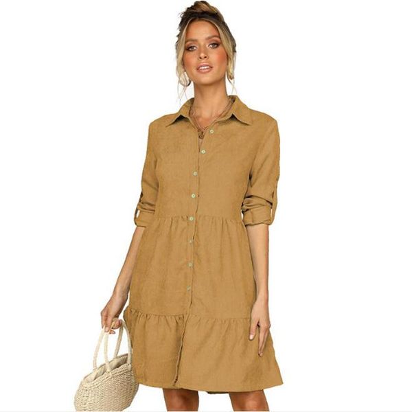 

casual dresses shirt dress long sleeve women clothing spring button turn-down collar ladies a-line mini party vestidos d52006, Black;gray
