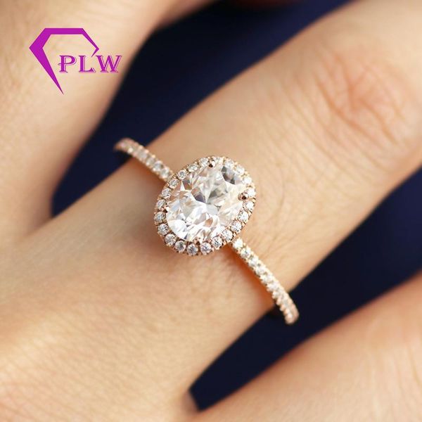 

cluster rings 5x7mm 18k rose gold oval brilliant cut moissanite diamond engagement ring gra d/ vvs1 customized, Golden;silver