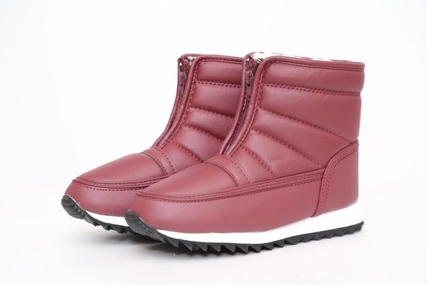 

boots fur padded women 2021 cold weather waterproof warm ankle snow front zip anti-slip casual shoes woman 35-42, Black