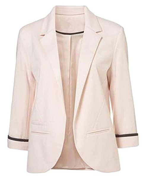 

women's suits & blazers 2021 spring autumn slim fit women formal jackets office work open front notched ladies blazer coat fashion, White;black