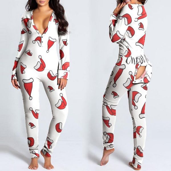 

gym clothing jumpsuit women one-piece bodysuit rompers pajamas suit button printing casual nightgown long-sleeved 2021, White;black