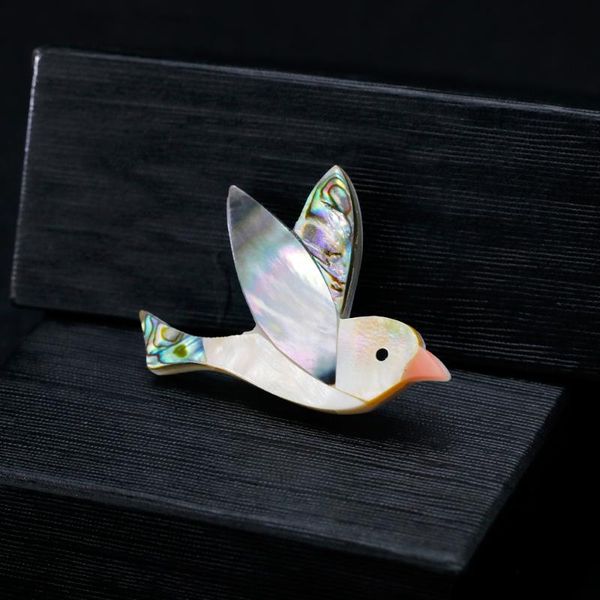 

pins, brooches flying om bird brooch for women animal natural shell carrier pigeon pins jewelry accessories gifts, Gray