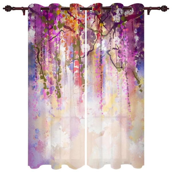 

exquisite home curtains watercolor rattan flowers living room bedroom kitchen translucent polyester decorative curtains
