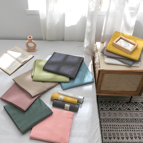 

sheets & sets 100%cotton soft luxury bed wrinkle hypoallergenic bedding soild color blue flat sheet