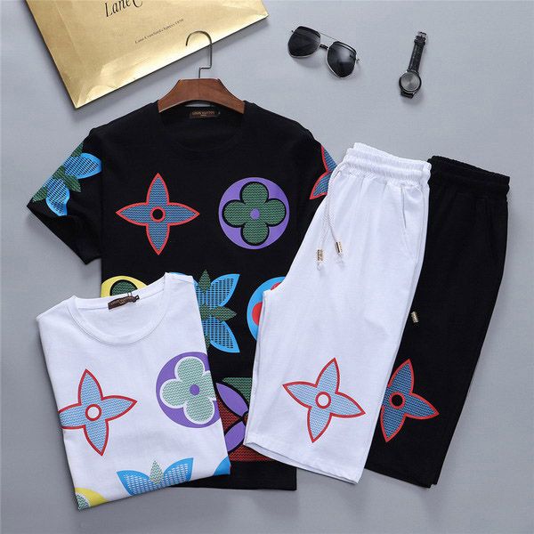 

auf verkauf 2021 sommer neue muster kurzarm mÃ¤nnlich t schade hosen twinset student mann freizeit bewegung anzug mens trainingsanzÃ¼ge shirts, Gray