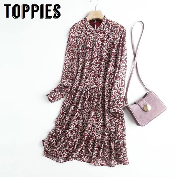 

ies women flowers print dress spring long sleeve sweet dresses vestidos, Black;gray