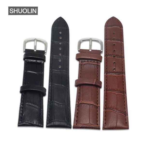 

watch bands bamboo pattern straps 12mm 14mm 16mm 18mm 22mm watchband 20mm 2021 genuine leather watchbands 19mm relogios masculino, Black;brown