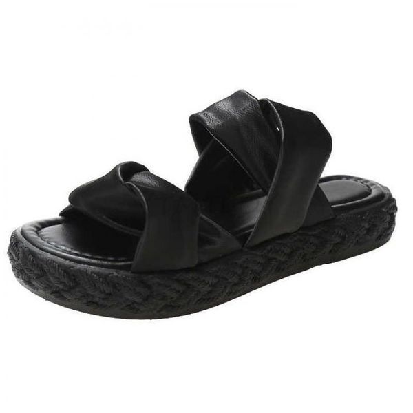 

slippers 2021 brand designer outdoor women's white black leather casual narrow band fashion sandals open toe ladies shoes