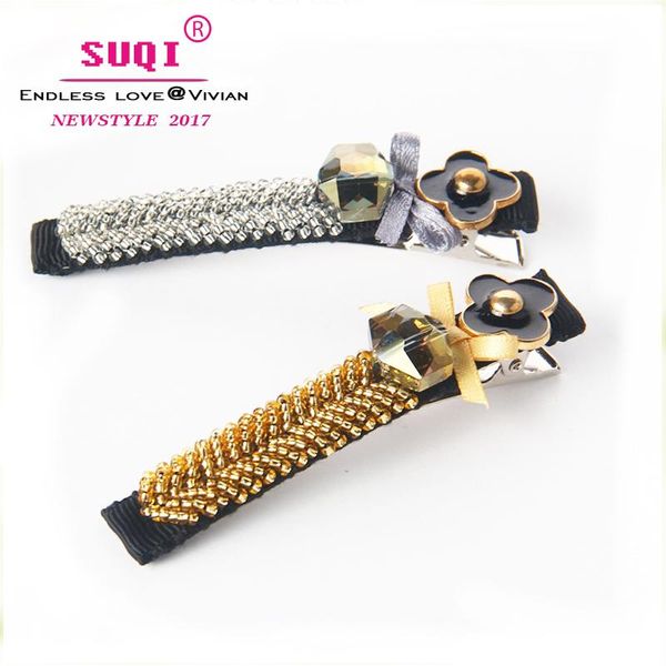 

hair clips & barrettes fashion hairpins beads headwear for women girls crystal pins barrette bow accessories hairclip metal women's, Golden;silver
