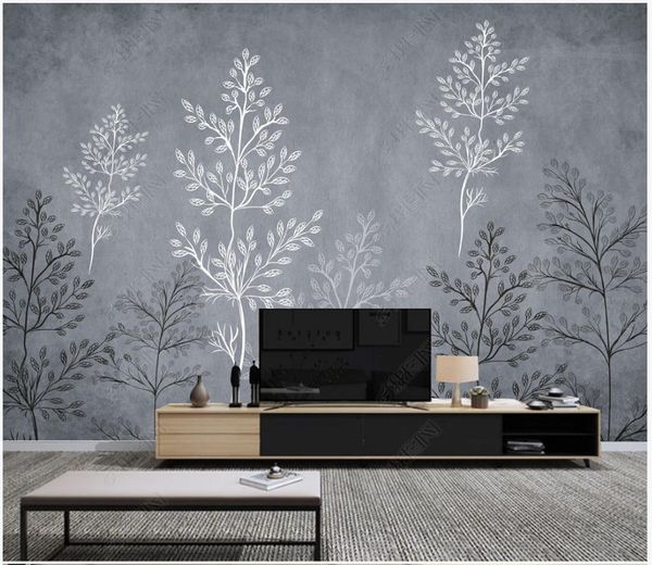 Sfondo fotografico personalizzato 3D murales sfondi sfondi dipinti a mano stile europeo in bianco e nero albero murale sfondo wall paper paper pittura decorazione