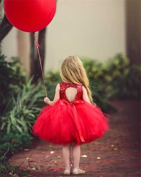 

baby grils sequins gauze dress summer kids princess sleeveless tutu skirt mesh dresses with bowknot hollow out heart in the back children fe, Red;yellow
