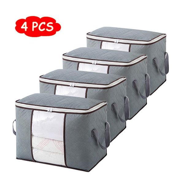 

clothing & wardrobe storage 4pcs non-woven clothes bag household foldable comforter box dustproof quilt bra socks organizer