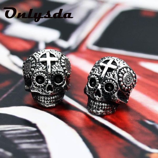 

stud onlysda punk skull earrings for men boys cool jewelry hip-hop vintage rock skeleton halloween gift es043, Golden;silver