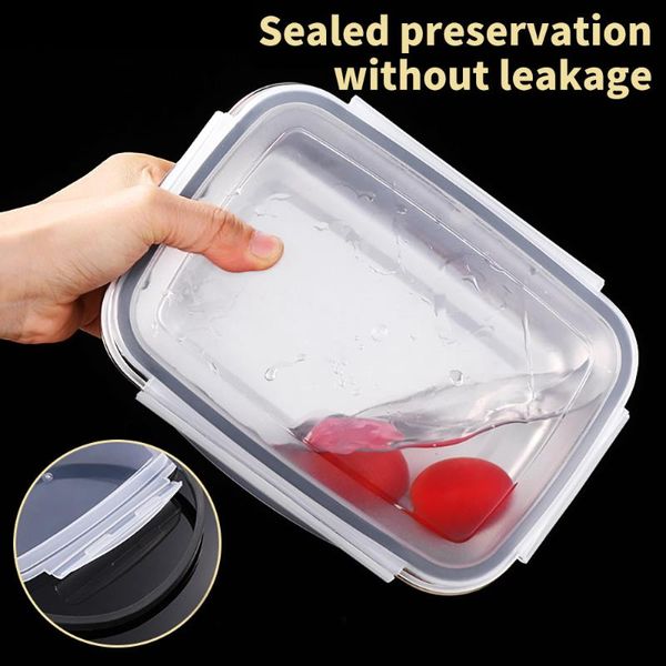 

storage container rectangular stainless steel crisper box student lunch box bento kitchen tool leakproof storage