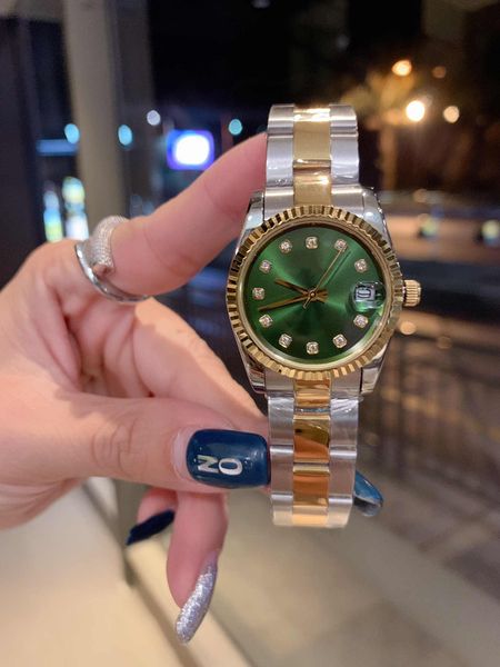 

fashion automatic mechanical women watches 2813 datejust diamond dial 36mm full stainless steel woman watch lady dress wristwatches, Slivery;brown