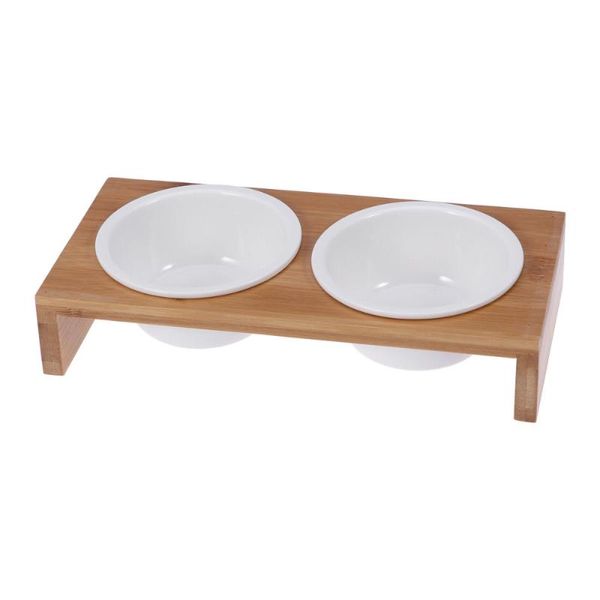 

cat bowls & feeders pet ceramic feeding and water with bamboo frame for dogs cats