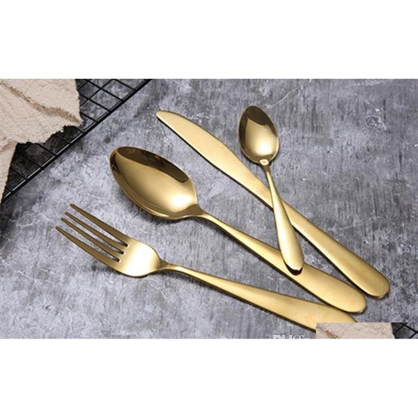 

gold cutlery spoon fork knife tea spoon matte gold stainless steel food silverware di jllril xmhyard