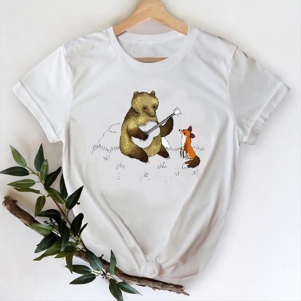 

animal bear spring fashion trend womens t shirts cartoon clothes printing graphic lady print female tee shirt, White