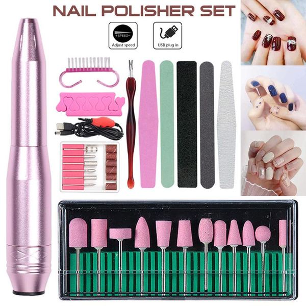 

nail art kits gel polish set cordless rechargeable drill kit manicure pen with polishing file cuticle pusher all-in-one