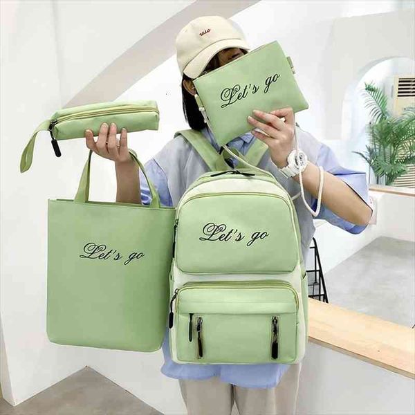 

canvas women backpack 4 pcs school bags sets backpacks book for teenager girls