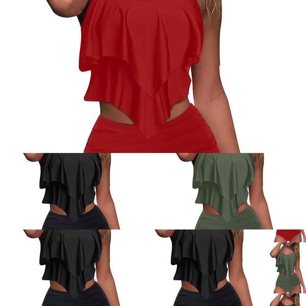 

recommends 2021 new swimsuit women's high waist changyou ruffle split bikini swimsuit women2021, White;black