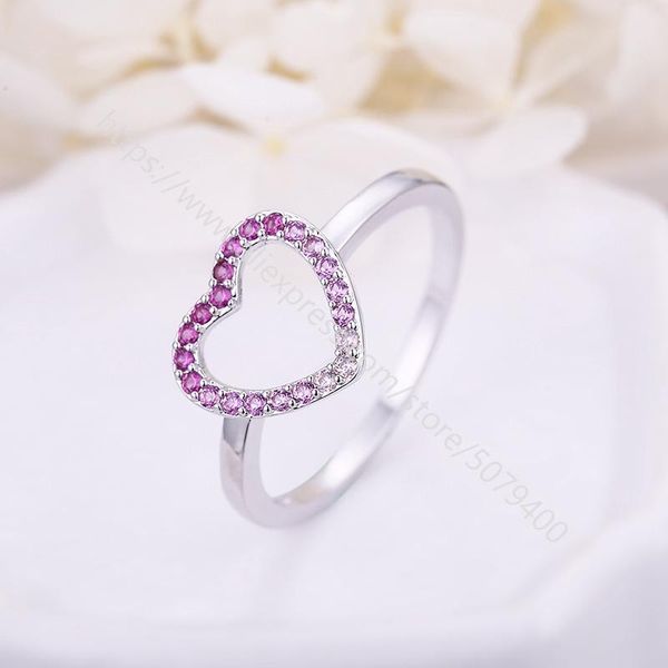 

wedding rings unique heart shaped cz stone engagement ring cubic zirconia sterling silvers plated promise for girl, Slivery;golden