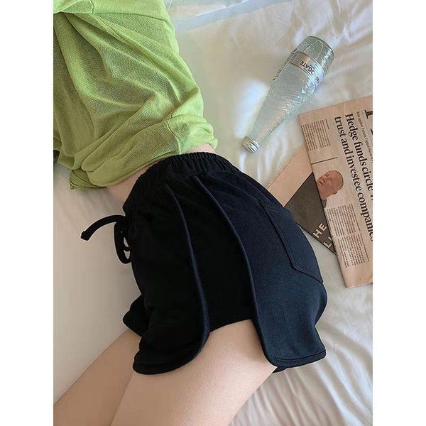 

women's shorts summer solid color women fashion ladies elastic waists short pants girl cotton loose home for female s-5xl, White;black
