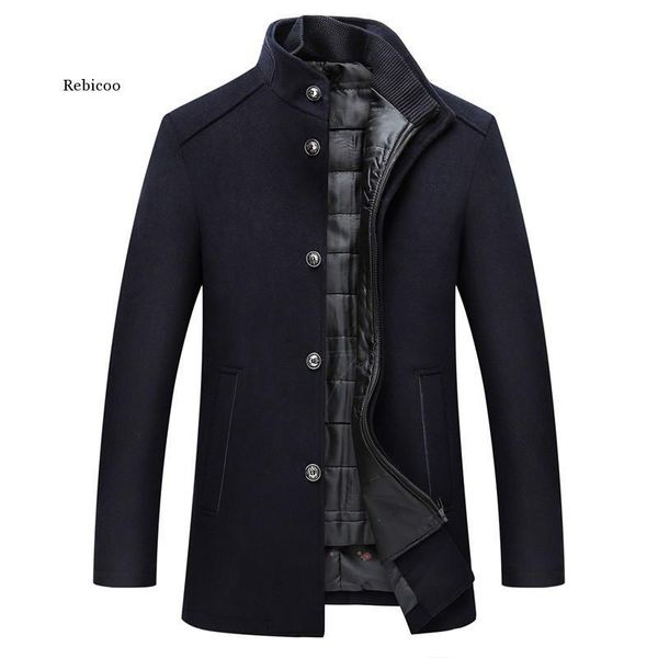 

new arrival autumn&winter wool thicked trench coat men,men's wool jackets ,plus-size, Black