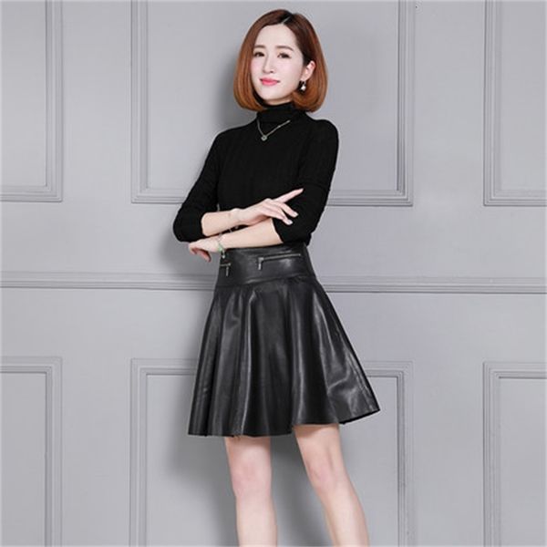 

new fashion genuine sheep hide k29 skirt u8c4, Black