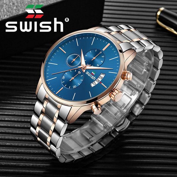 

wristwatches swish 2021 analog sport watches men fashion brand military watch waterproof chronograph date quartz male relogio masculino, Slivery;brown