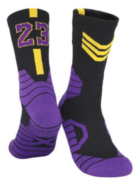 

(men's socks medium length nylon outdoors children thickened towel bottom professional anti slip sports elite basketball sock men, Black