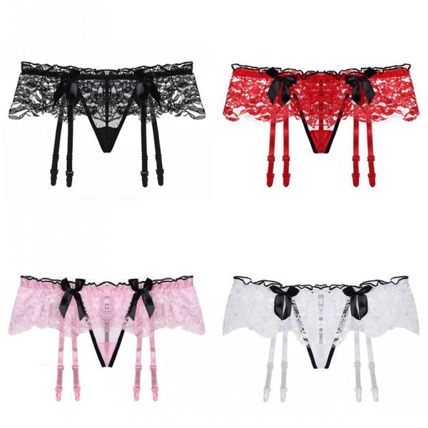 

high elastic lace transparent garters for women's socks underwear ultra-dunne black red white jarret belt with thongs, Black;white