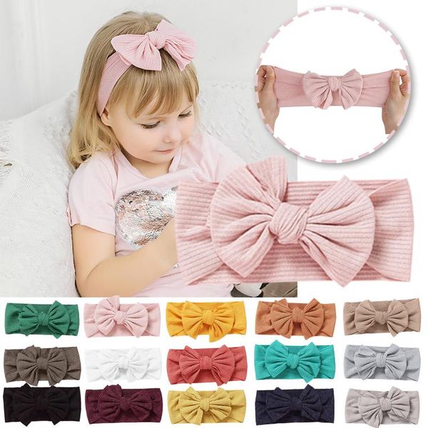 

shower caps baby girls bow headbands born nylon headwraps soft turban boho kids knot hairband wide bebes handmade solid stretch