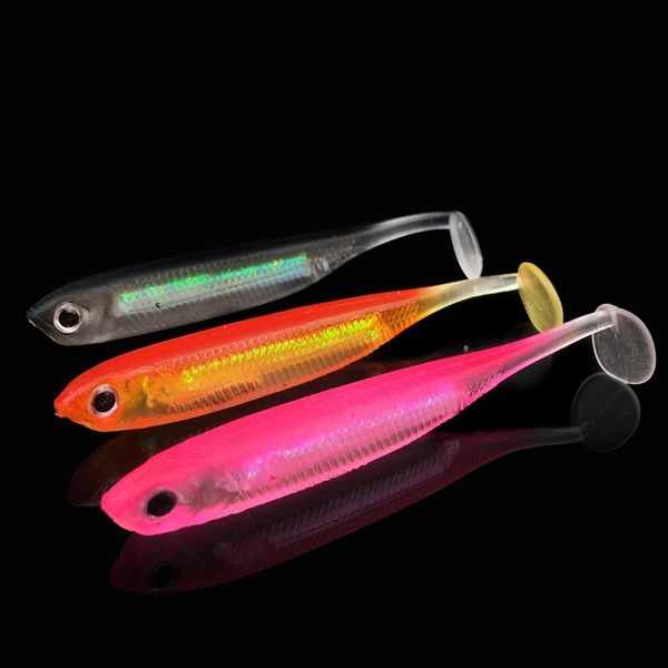 

t-tail 7.5cm/2.2g rainbow fish with aluminum foil colorful tube pvc simulation soft bait