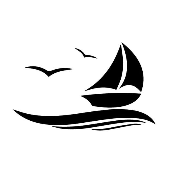 

15.2cm*9.5cm simplicity ship river wave boat sail vinly decal comfortable car sticker car accessories