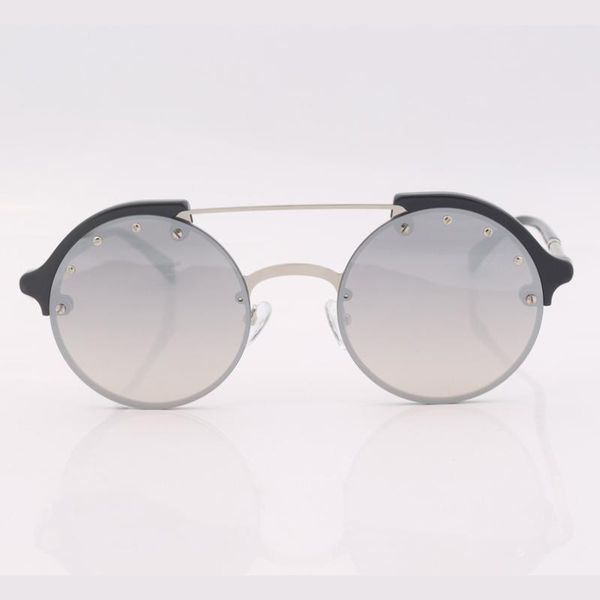 

sunglasses round metal frame women double bar fashion silver mirror lens for men, White;black