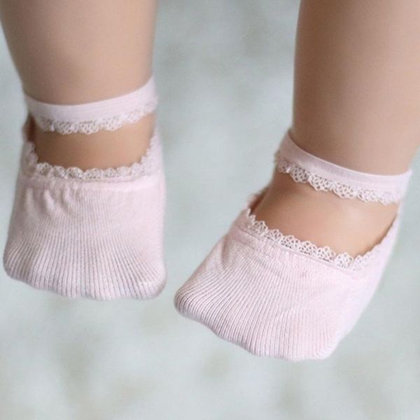 

socks 1 pair infant kids born baby girl lace inside solid color ankle children's leddings warm non-slip, Pink;yellow