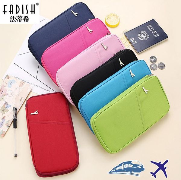 

card holders arrive korean style passport wallet travelus polyester multifunction package id holder travel storage bag, Brown;gray