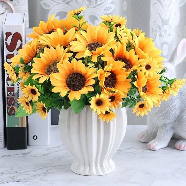 

decorative flowers & wreaths 1 beautiful sunflower bouquet silk flower artificial home garden party wedding decoration diy