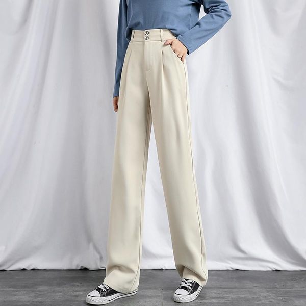 

women's pants & capris small mopping casual wide-leg for women spring wear matching slimming suit pant draping cropped straight loose t, Black;white